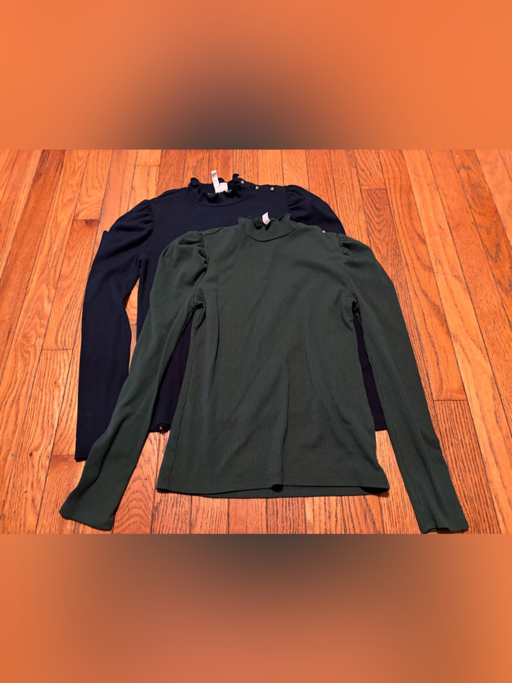 Janie and Jack mock neck turtlenecks w gold buttons. 2 incl.